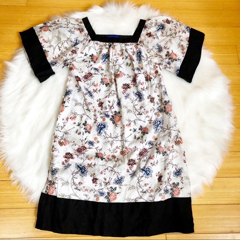 Azure Floral Kimono-sleeved Boho Cotton Dress Sz S